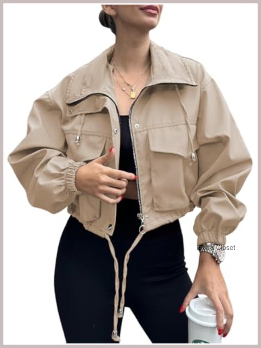 Women's Cropped Zip Up Lightweight Anorak Jacket